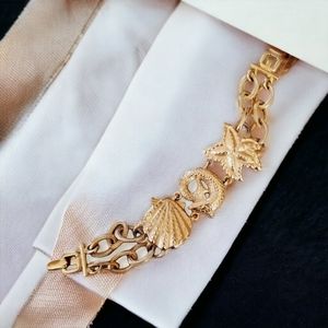 Vintage Diane Von Furstenberg Runway Couture Gold Tone Nautical Bracelet